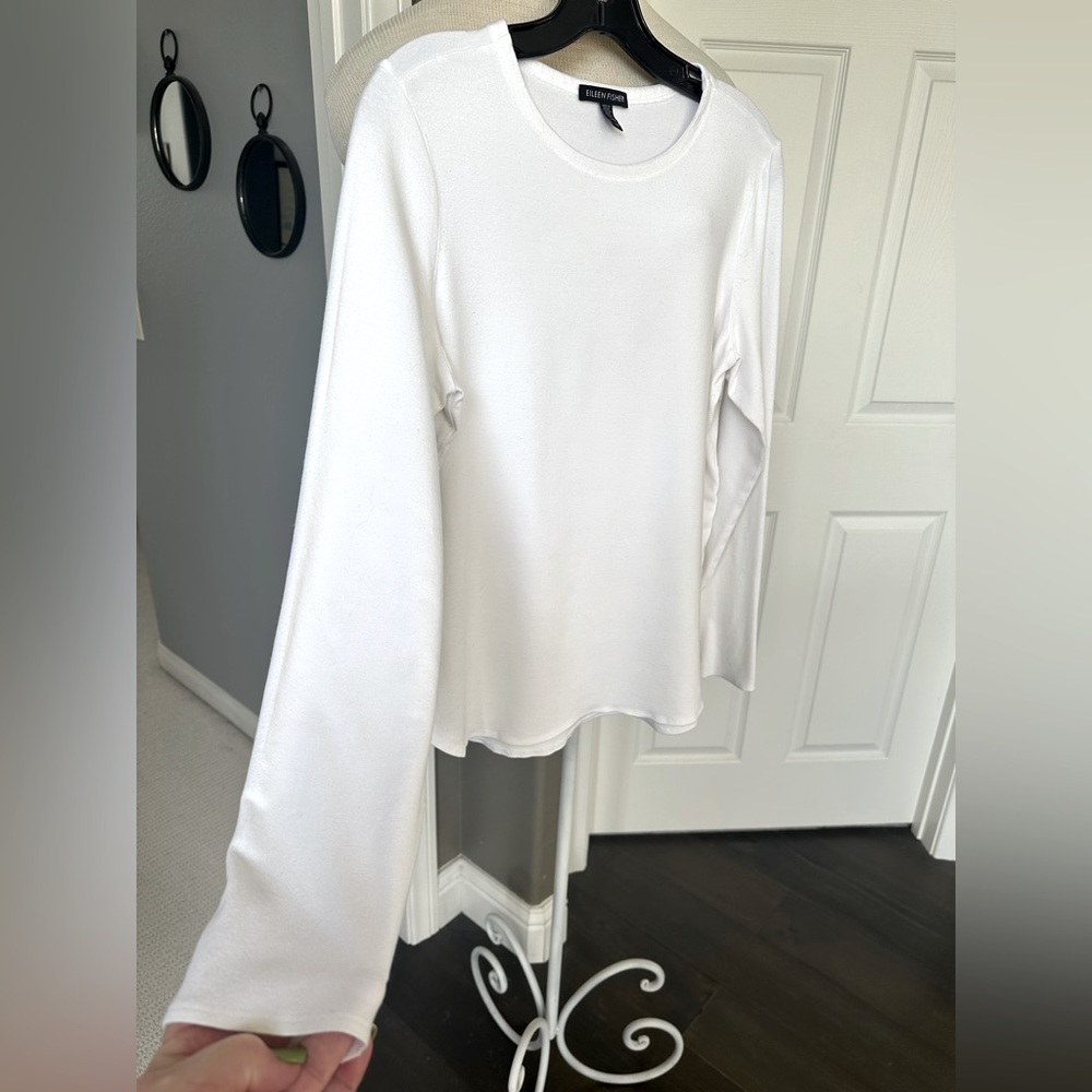 Eileen Fisher White Long Sleeve Top